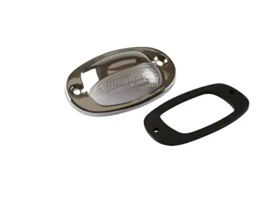 Housing, lens and seal, number plate lamp, Chrome. Porsche 356B / 356C - 64463160505, 64463161105, 64463161405 - 1695650900, 1695600710