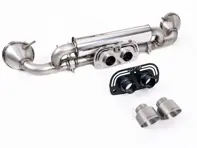 Milltek Sports Exhaust Rear Silencer With Brushed Titanium GT-100 Tailpipe Trims. Porsche 992.1 GT3 2021>> - 9GT251052F, 9GT251052G, 9GT251052D, 9GT251052H - SSXPO174