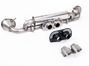 Milltek 运动型排气后消音器，搭配拉丝钛合金 GT-100 排气管饰件。保时捷 992.1 GT3 2021 款>> - 9GT251052F, 9GT251052G, 9GT251052D, 9GT251052H - SSXPO174