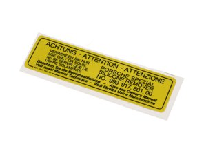 Sticker voor ruitenwisservloeistof. Porsche 928 - 92870115303 - PAKWW