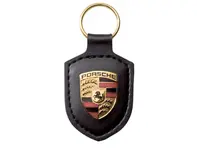 Llavero de cuero con escudo Porsche, NEGRO - WAP050090OE, WAP0500900E