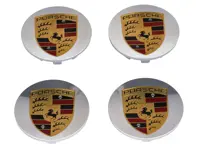 Radkappen in Chromoptik mit farbigem Wappen für Porsche Macan (4er-Set) - 00004460516