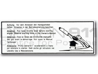 Etiqueta engomada de la indicación de arranque. Porsche 911 74-83