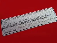 Door Jam VIN Number Decal. Porsche 911 1981-1984 - 91170111216