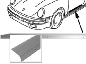 Door threshold side sills protector, Chrome. Porsche 911 1965-83 - 90155111550, 90155111650 - 1689800270, 1689800280, 8483-1, 8482-1