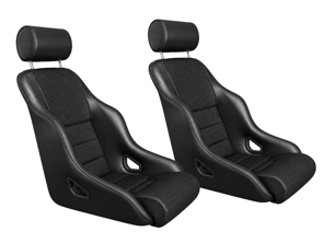 Rally ST Bucket Seats, Black Leatherette / Basket Weave, SET OF 2. Porsche 356 / 911 / 912 / 964 1950–94
