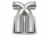 Tuyau d'échappement en chrome poli. Porsche 981 Boxster Spyder / 981 Cayman GT4 - 98111136160, 98111136161