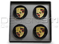 Wheel Caps with Coloured Crest for Porsche 718 Boxster / Cayman (Set of 4) - 00004460727, 00004460520