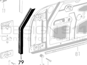 Sello de puerta interior, Delantero. Porsche 356A/356B/356C - 64453190300 - 644 531 903 00, 1685700100, 356089