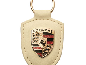 Porsche Crested Leather Keyring, CREAM - WAP0500960D, WAP0500960E