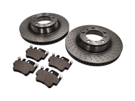 后刹车片和刹车盘套件。保时捷 996C4S / 996 Turbo - 99635294903, 99635240500, 99635240501, 99635240502, 99635240X02BRE, 99635240X02, 99635294904BRE, 99635294904, 90026904701, 99906705009, 99635195901