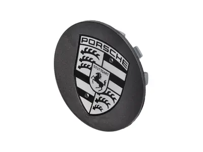 Wheel Cap 'Large Crest' Grey with Black crest for Porsche - 7PP601149, 00004460603
