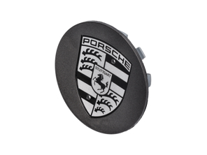 Radkappe 'Large Crest' Grau mit schwarzem Wappen für Porsche - 7PP601149, 00004460603