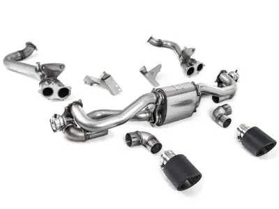 Milltek GPF Bypass Sports Exhaust With Jet Carbon GT-115 Trims. Porsche 718 Cayman GT4 / Boxster GTS 4.0L - 982251053E, 982251053K, 982251053F, 982251053H, 982251053D, 982251053G, 982254351B, 982254351L, 982254351AA, 982254351P, 982254351R, 982254350B, 982254350L, 982254350AA, 982254350P, 982254350R - SSXPO166