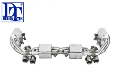 Silencieux d'échappement et système de tuyau central avec vannes. Porsche 991 (911) 2012>> DesignTek - 3606009921, 3606009923, 3606409120, 152727-01, 115280-01, 126343-01, 99104420006