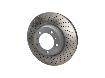 Brake disc rotor Front, drilled monoblock, 330x34mm. Porsche 991.2 / 982 Boxster S /  982C Cayman S - 9P1615301A, 9P1615302A, 992615301, 992615302, 92149905, 92150005, 92150007, 92149907, 95B615301, 99635140902, 99635140903, 99635140904, 99635140905, 9P1615302A, 992615302, 99635141002, 99635141003, 99635141004, 99635141005 - PFL39981, PFR39982