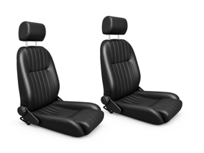 Spider Bucket Seats, Black Leather or Leatherette, SET OF 2. Porsche 356 / 911 / 912 / 964 1950-94