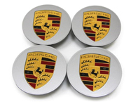 Copricerchi con stemma colorato per Porsche (Set di 4) - 00004460500, 99104460009, 00004460700