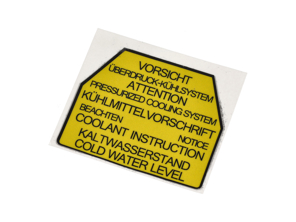 Sticker Koelvloeistofexpansietank. Porsche 928 - 92800651101 - PAKKW