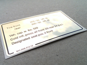 Autocollant de pression des pneus. Porsche 911 SC (1978 - 1980) États-Unis - 91100651212