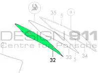 Heckscheibe GRÜN getönt COUPE. Porsche 911/912 65-84 - 91154101100, 90154510130/1