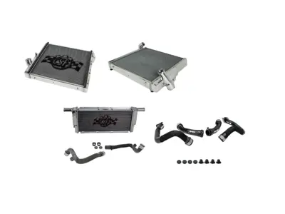 Aluminium-Kühler für Kühlwasser und Schläuche, 3er-Set. Passend für Porsche 718 Boxster / 718 Cayman - 9P1121251, 9P1121252, 99110613702, 99110613701, 9P1121253 - 7086, 7087, 7060