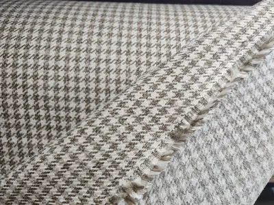 Pepita Porsche Houndstooth classic fabric, Beige / White