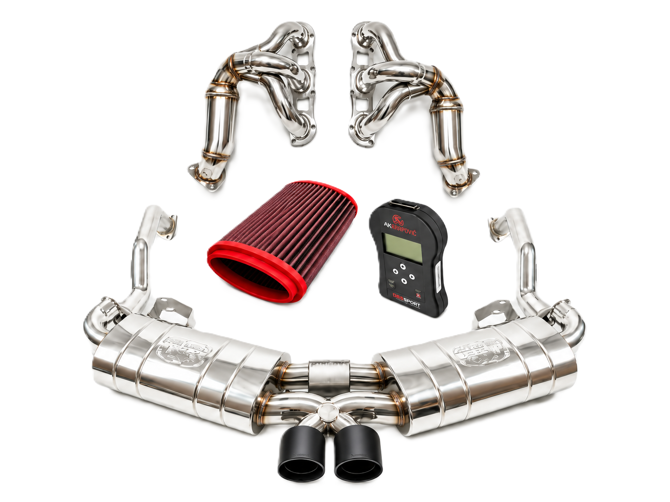 Fabspeed RACE Exhaust Performance Package, Satin Black WITH ECU Upgrade. Porsche 987 Boxster / Cayman (2005-2008) - 98711311200, 98711311204, 98711311205, 98711311100, 98711311104, 98711311105 - FB416/16, FS.POR.987.ET, FS.POR.987.LTRHDR, FS.POR.987.MAXB