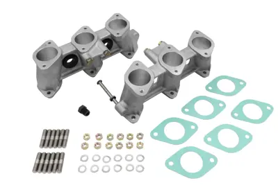 PMO induction 40x37mm tall inlet manifold set for 40mm carburettors. Porsche 911 with MFI ported cylinder heads