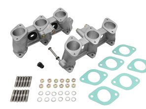 PMO induction 40x37mm tall inlet manifold set for 40mm carburettors. Porsche 911 with MFI ported cylinder heads