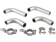 Exhaust Pipe and Clamp, Stainless Steel. Porsche 356B / 356C - 61611100660, 92.303S, 92.303, 92303, 92303S, 1620701510, 1620704910, 61611100660, 61611122103, 61611122303, 61611102500, 61611125501 - 1620704910
