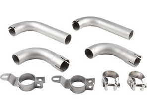 Exhaust Pipe and Clamp, Stainless Steel. Porsche 356B / 356C - 61611100660, 92.303S, 92.303, 92303, 92303S, 1620701510, 1620704910, 61611100660, 61611122103, 61611122303, 61611102500, 61611125501 - 1620704910