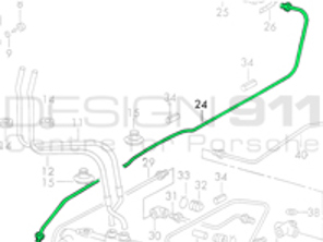 Remhoofdcilinder naar voorremklauw flexi slang remleiding, Rechts. Porsche 911 68-76 LHD - 90135562001, 90135562002, 90135562000, 9013556200Y