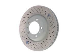 前制动盘转子，钻孔一体式，350x34mm。保时捷 996 GT3 / 997 GT3 - 99735140990, 99735141090 - PFL32909, PFR33009
