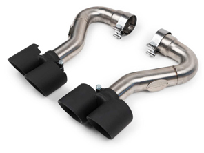 Exhaust Tail Pipes Deluxe Quad Style in Satin Black. Porsche Cayenne 955 S - 95511100020, 95511125110, 95511125111, 95511125210, 95511125211