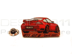 Pin Badge 'Porsche 911 GT2 - Genf 2001' Red
