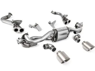 Milltek GPF Bypass Sports Exhaust With Titanium GT-115 Trims. Porsche 718 Cayman GT4 / Boxster GTS 4.0L - 982251053E, 982251053K, 982251053F, 982251053H, 982251053D, 982251053G, 982254351B, 982254351L, 982254351AA, 982254351P, 982254351R, 982254350B, 982254350L, 982254350AA, 982254350P, 982254350R - SSXPO164