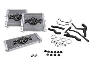 Radiateur en aluminium pour liquide de refroidissement et durites (lot de 3). Compatible Porsche 996 C2 / C4 Tiptronic / 996 GT3 / 986 Boxster S - 99610613151, 99610613150, 99610613251, 99610613181, 99610613281, 99610603751, 99610603752 - 7044, 7057