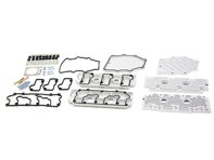 Nockenwellen- und Kettengehäusedeckel-Set aus silbernem Aluminium. Porsche 964 - 96410510701, 96410510801, 96410511601, 96410511602, 96410511603, 96410511604, 96410511605, 96410511606, 96410590200, 96410511503