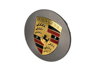 Wheel Cap, Platinum Satin Matt. Porsche 92A / 9YA Cayenne / 982 Boxster / Cayman / 991.2 / 992.1 2015>> - 7P5601151OB5, 7P5601151