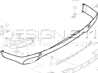 Rear bumper lower spoiler. Porsche 957 Cayenne - 95550552107G2X, 95550552108G2X, 95550552109G2X