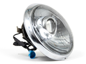 RHD-LED-Scheinwerfer-Umbausatz mit verchromtem Reflektor und klaren Gläsern. Porsche 911 / 964 - 91163111200, 90163110101, 91163111202