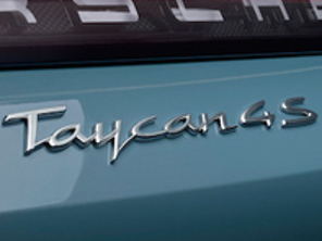 Rear badge TAYCAN 4S, primed. Porsche Taycan 4S - 9J104480007G2X, 9J104480007