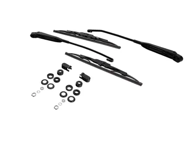 Bracci tergicristallo, spazzole e kit di montaggio, incluso tappo. Vetture con guida a destra, anteriori. Porsche 911 / 930 / 914 - 96462802805, 96462802807