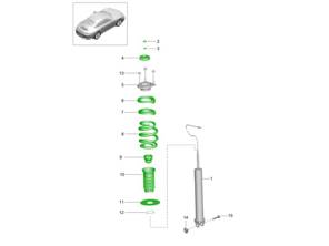 Kit de ressorts hélicoïdaux arrière avec suspension sport (M030 / M031). Porsche 991.2 Carrera 2016-19 - 99133353115504, 99915216300, 9P1512103A, 9P1512137A, 99133310501, 99133350400, 99133351100, 99133369101, WHT008575, WHT008558