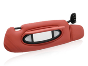 Sun visor, Leather, Right, in Boxster Red. Porsche 996 C2 / C4 - 99673198100M31, 99673198100