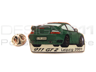 Pin Badge 'Porsche 911 GT2 - Leipzig 2001' Groen