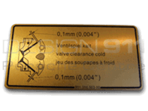 Calcomanía de holgura de válvulas. Porsche 911/914/964 - 90100650300