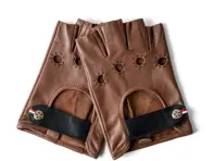 Guantes de conducción clásicos de piel sin dedos Cognac. Cambiadores cortos - 6013933721786, 6013931544547, 6013931089017