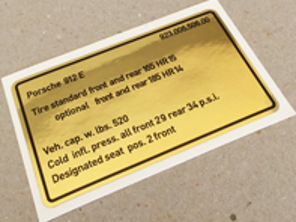 Bandenspanning sticker. Porsche 912E (1976 – 1977) VS - 92300650600